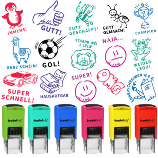 HANKO Stempel & Gravur - Trodat edy FLEX - Motivational stamps for teachers - Luxembourgish