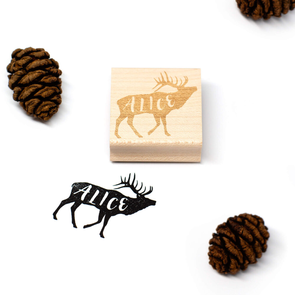 HANKO Stempel & Gravur - Wooden stamp with motif - Silhouette of a deer