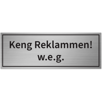 HANKO Luxembourg - Plaque - Keng Reklammen! w.e.g. - Argent