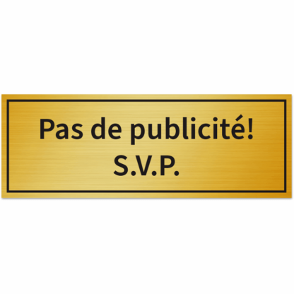 HANKO Luxembourg - Plaque - Pas de publicité! S.V.P. - Or