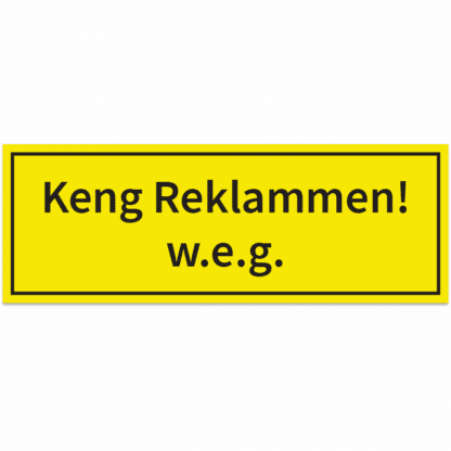 HANKO Luxembourg - Plaque - Keng Reklammen! w.e.g. - Jaune