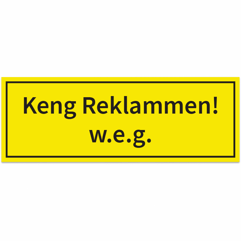 Plaque autocollante Keng Reklammen! w.e.g. HANKO Stempel & Gravur