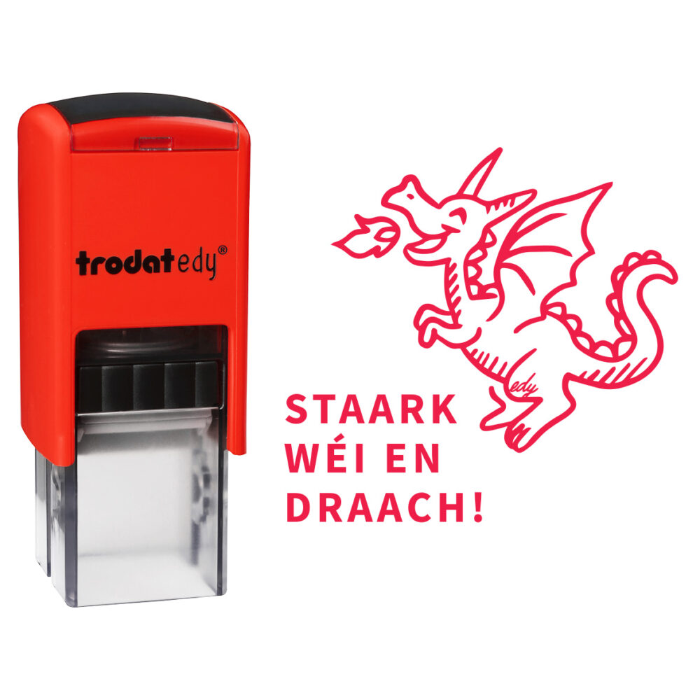 HANKO Stempel & Gavur – Trodat edy – Tampon pour enseignants – Staark wéi een Draach!