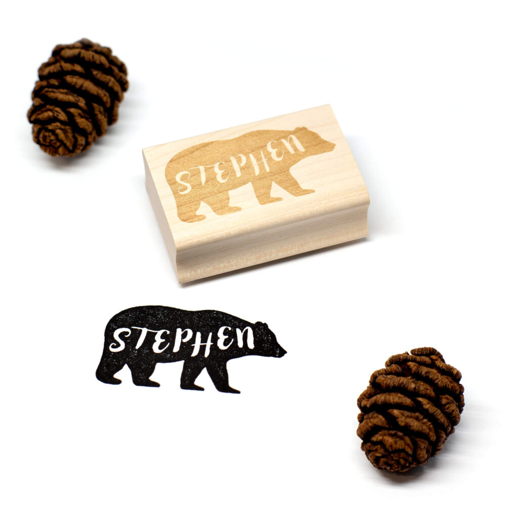 HANKO Stempel & Gravur - Wooden stamp with pattern - Silhouette of a bear