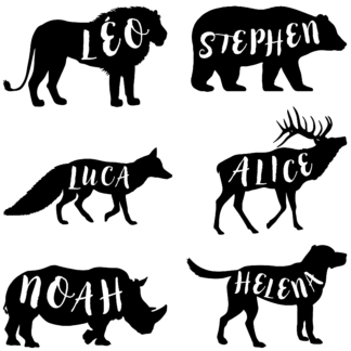 HANKO Stempel & Engraving - Creative Wooden Stamps - Animal Silhouettes with Name